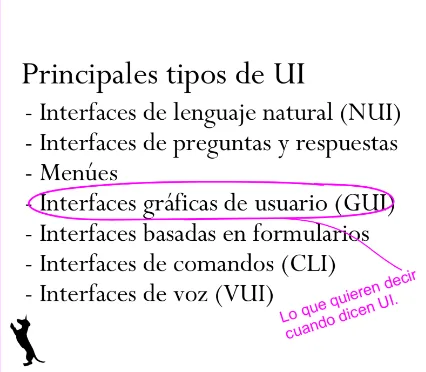UI no es sólo GUI, pero usamos UI para referirnos a GUI.